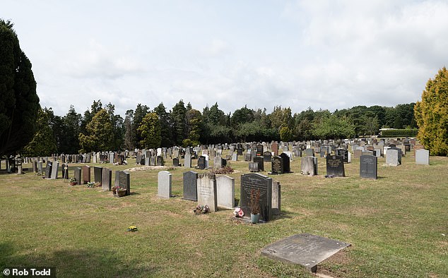 Horrified residents say it is disrespectful and immoral to build over the top of the bodies. Pictured is the working part of the cemetery