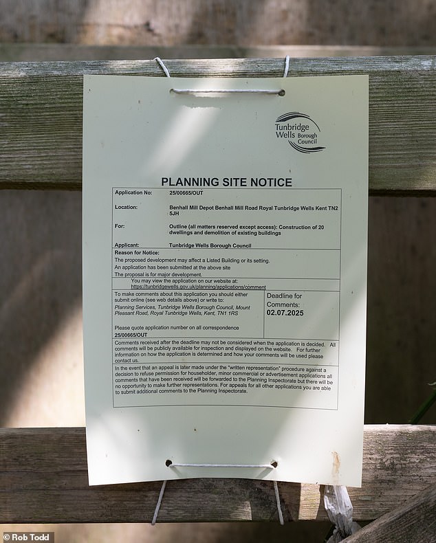 A letter notifying locals about plans to build the 20 houses in one section of the cemetery