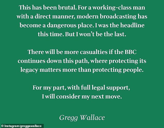 Wallace has hit out at the BBC with a new statement on Monday after 45 of 83 complaints against him were upheld in an independent probe