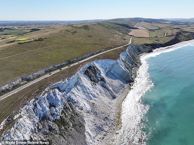 Parts of the 11-miile 60mph road are just four metres from the edge of a 200ft cliff