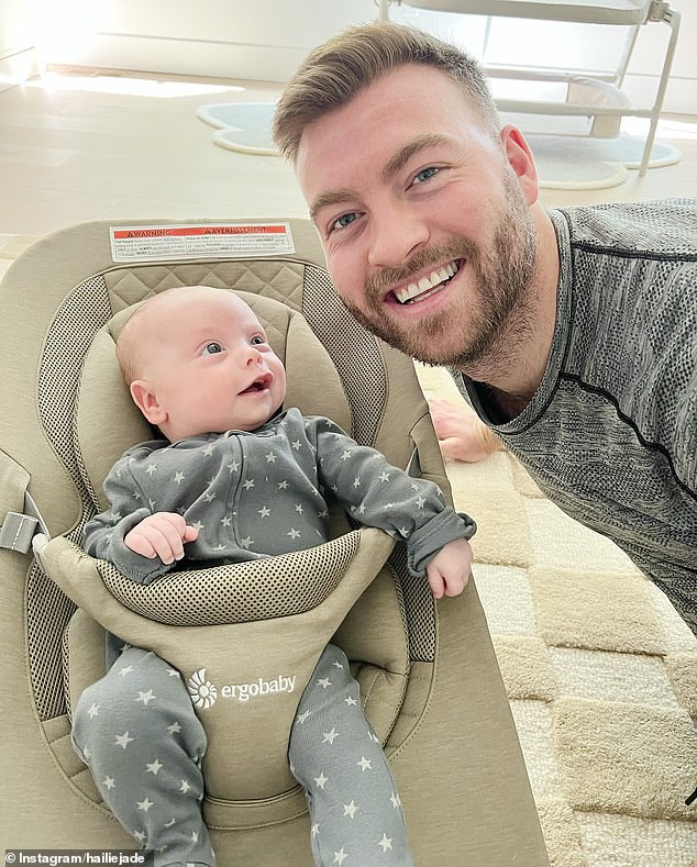 McClintock 'can't imagine doing any of it without' her husband of 14 months - Scout director of sales Evan McClintock (R, pictured June 15) - whom she originally began dating in 2016