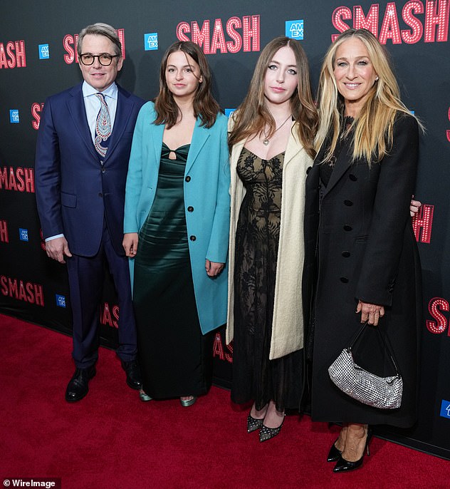 Sarah and Matthew married on May 19, 1997; the share three children together: son James Wilkie, 22, and twin daughters Tabitha Hodge and Marion Loretta, 16; Sarah and Matthew seen with their twin daughters Tabitha and Marion in April in NYC