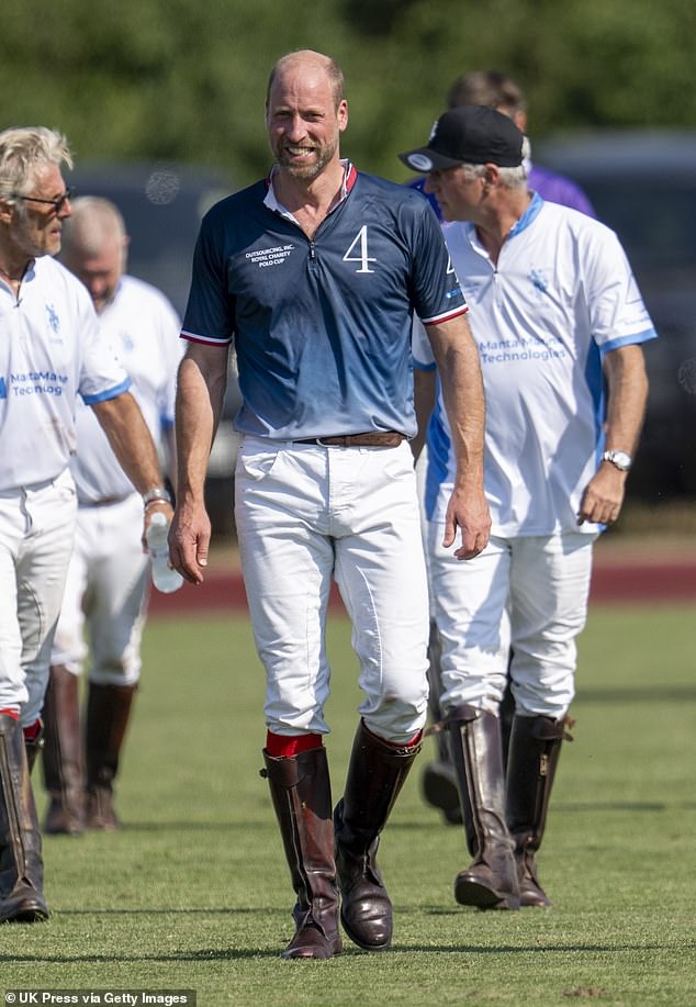 The Prince of Wales is pictured during The Royal Charity Polo Cup 2025 at Guards Polo Club on July 11, 2025