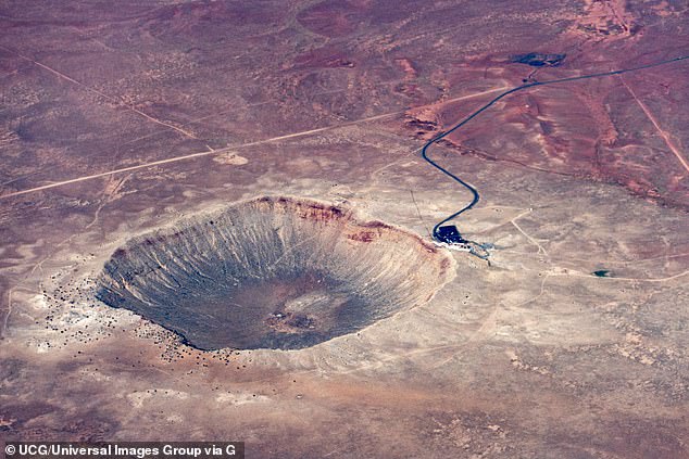 Researchers connected another Arizona geographical feature, the Meteor Crater (pictured) to the Grand Canyon's formation
