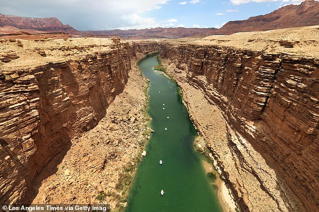 These landslides supposedly blocked off the Colorado River (pictured) and formed a 'paleolake,' which is ancient lake that no longer exists, in the canyon