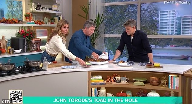 Cat Deeley turned to make a face at the camera after Torode's joke during ITV's This Morning