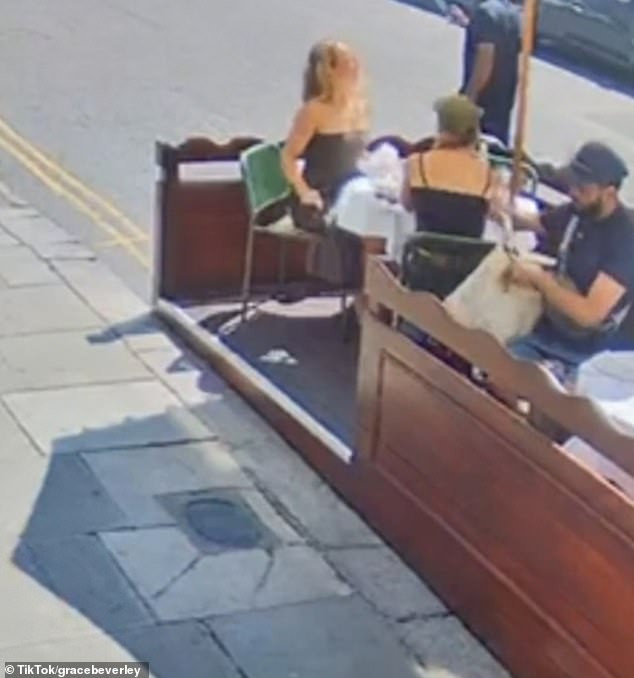 IN a claip shared on TikTok the business owner showed how the thief had stolen the bag by pretending to sit down at the same restaurant before snatching it from between her feet