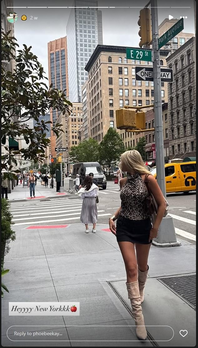 Phoebe took to Instagram to share snippets from a recent trip to the Big Apple as she strutted her stuff in a pair of knee-high suede boots
