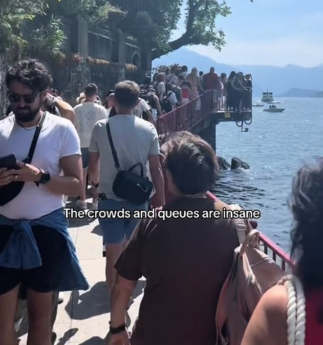 The video is captioned: 'Lake Como in June is so amazing, the views are stunning but so many people and waiting times'