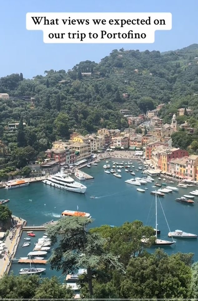 A third posted an image showing the scenic views she expected in Portofino, before revealing the overcrowded reality