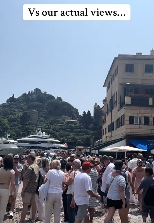 Pictured: The overcrowded reality of Portofino