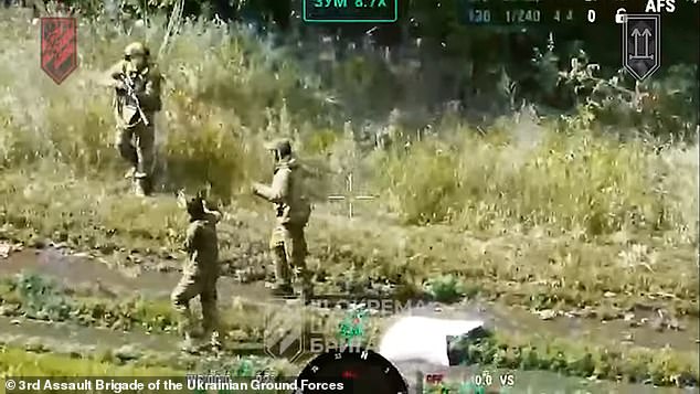 An overhead drone then guided the Russians directly to Ukrainian lines, where they were taken prisoner without resistance