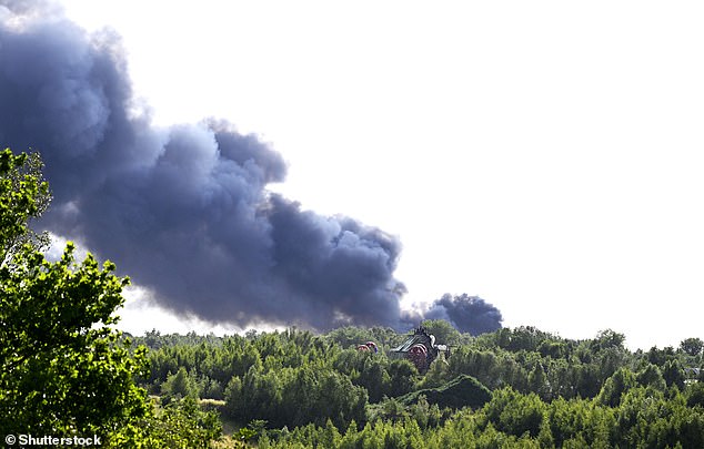 Smoke caused by the fire pictured at the festival site of Tomorrowland electronic music festival