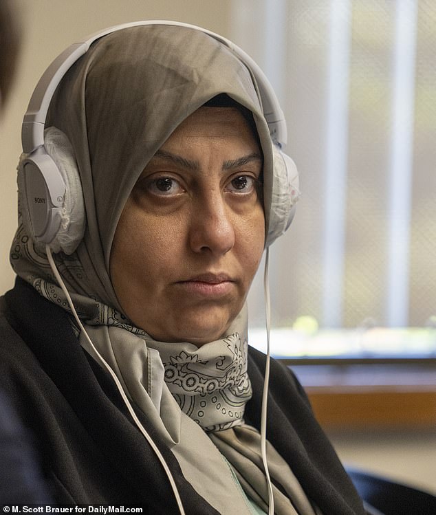 Fatima's mother Zahraa Subhi Mohsin Ali, 40, is also on trial for attempted murder, accused of trying to finished the job after Ihsan was detained. She is pictured in court on Wednesday
