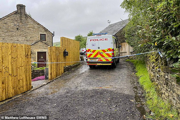 Police at the scene at the farm in Milnrow, Rochdale on May 16, 2025, the day after the incident in which Daniel was killed