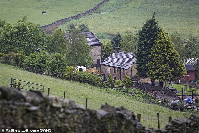 The jury heard how Bedford had given conflicting accounts of how long Daniel had been out of her sight and that gates to the dog pen - located to the side of the farmhouse (pictured) - were secured only with a Karabiner clip, rather than a padlock, which could be pressed open