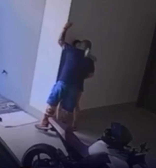 A surveillance camera mounted in the garage of Dr. de Mello's home showed her and Bonotto kissing on March 9, two weeks before he was stabbed
