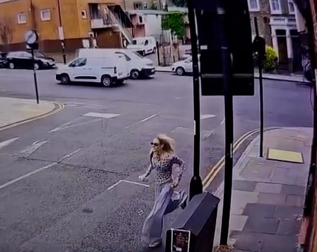 Ms Van Der Hoek bravely chases after him but is not quite quick enough to catch up with the thief