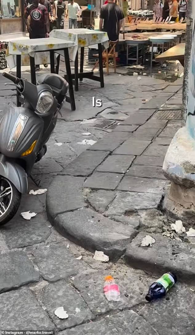 In an accompanying caption, Marek wrote: 'Italy has blown me away so many times - cities full of beauty, charm, and care. But Naples¿ took me by surprise. Not in the good way'