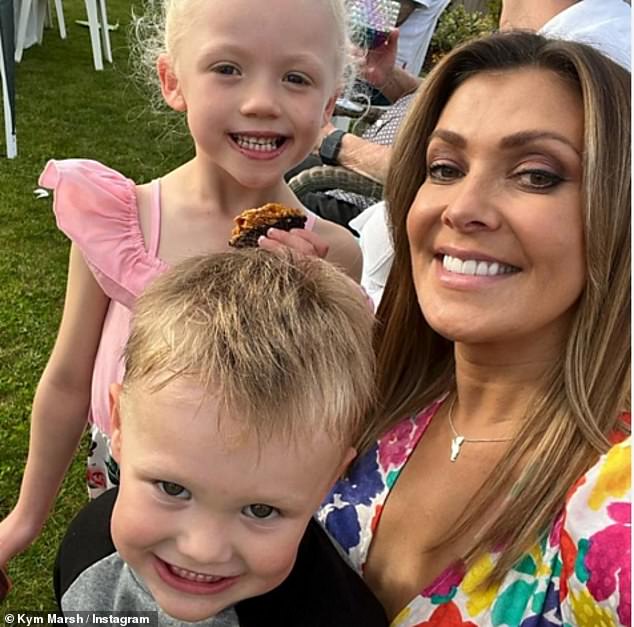 Kym Marsh with two of her grandchildren, Teddy and Polly