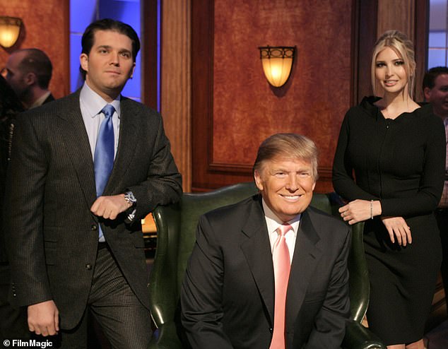 Trump Jr. seen on The Apprentice in 2011 with father Donald Trump and sister Ivanka Trump