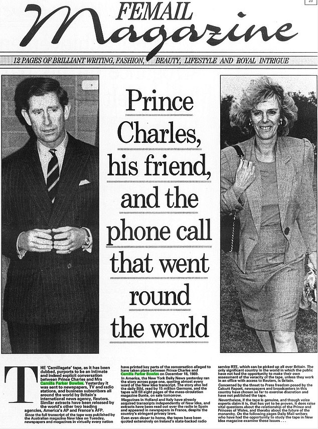 Daily Mail coverage of 'Camillagate' in January 1992