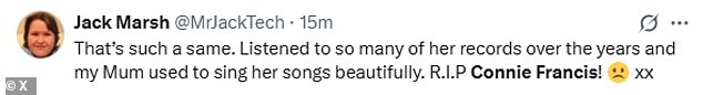As news of her death circulated, tributes came flooding in from fans on X (formerly Twitter ) as they expressed their sadness at her loss