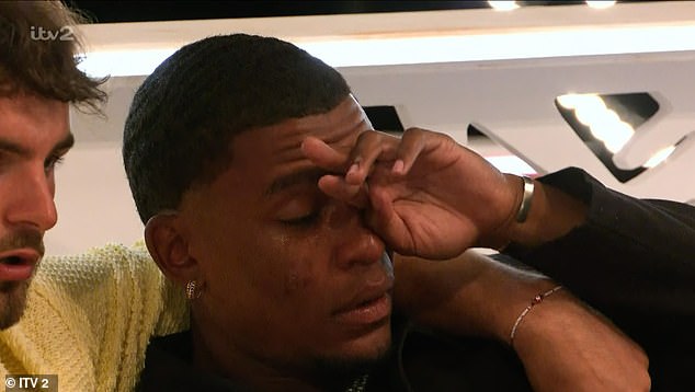 Love Island's Cacherel 'Cach' Mercer broke down in tears during Wednesday's episode following the dramatic recoupling which saw Toni Laites recouple with Harrison