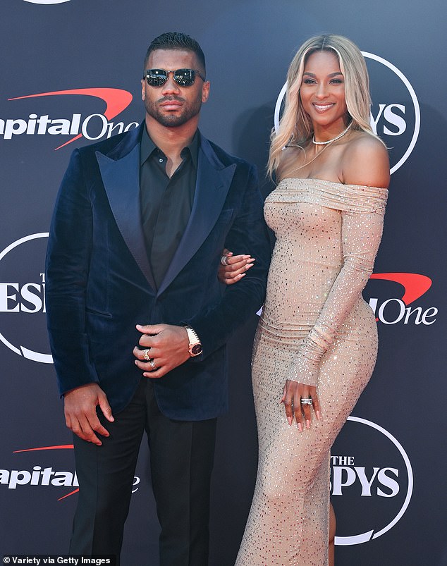 Russell Wilson and Ciara are seen on the red carpet for the ESPYs on Wednesday