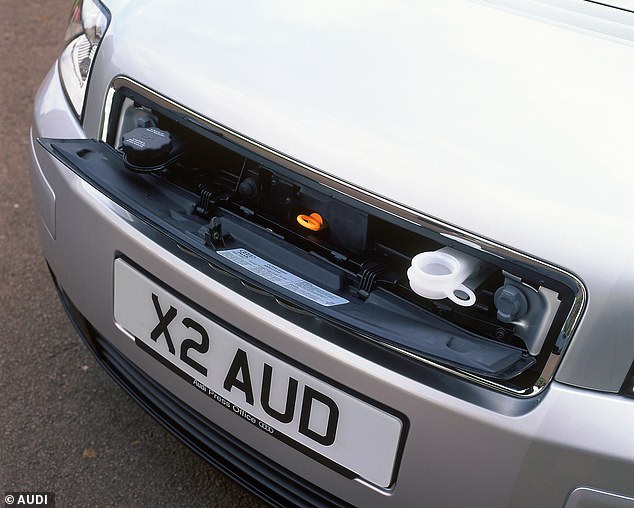 The A2 also debuted this unique 'service hatch' behind the grille, which provides easy access to top up oil and window washer fluid. The downside is that the bonnet hood has to be removed entirely to reach the engine itself