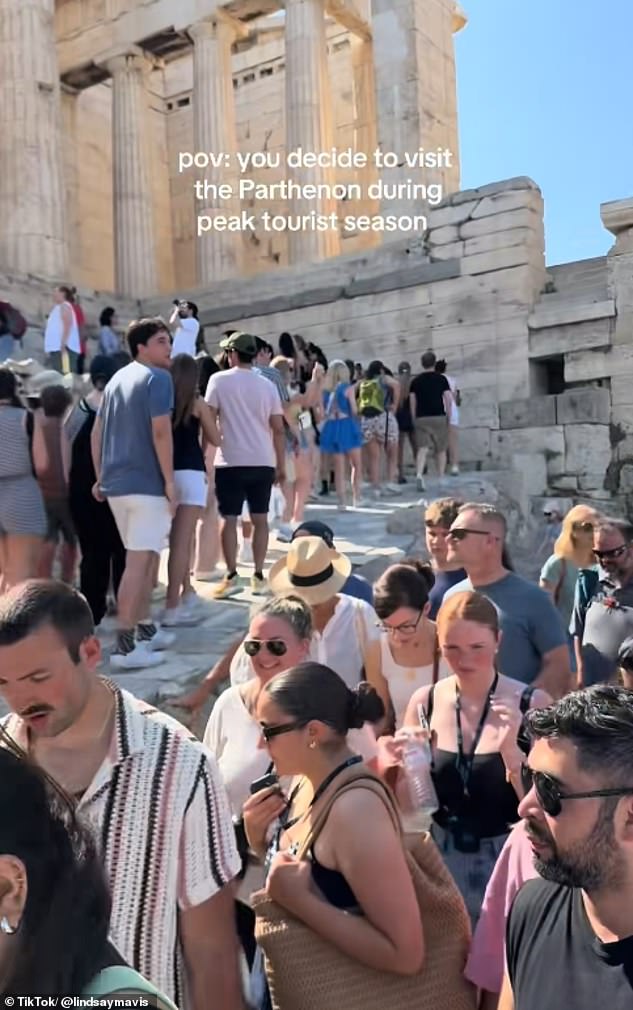 Some areas have introduced special measures in an attempt to crack down on overcrowding. Pictured: Crowds in Athens