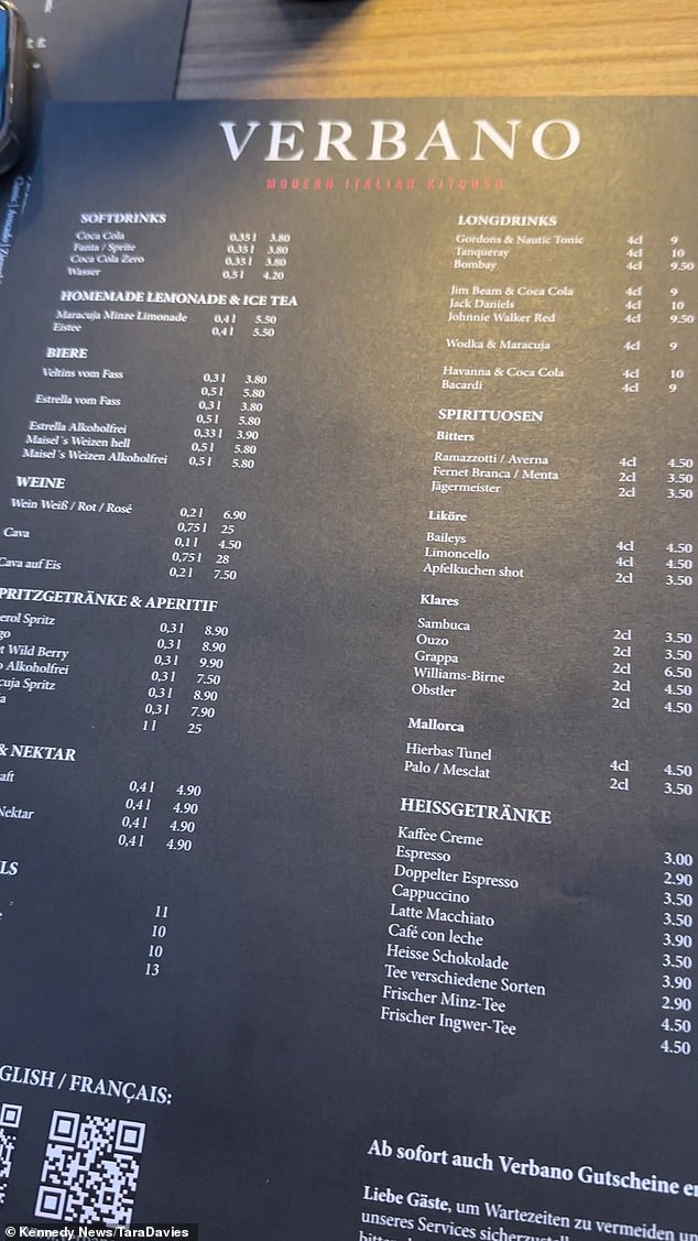 Tara claims that many things, including restaurant menus were all in German