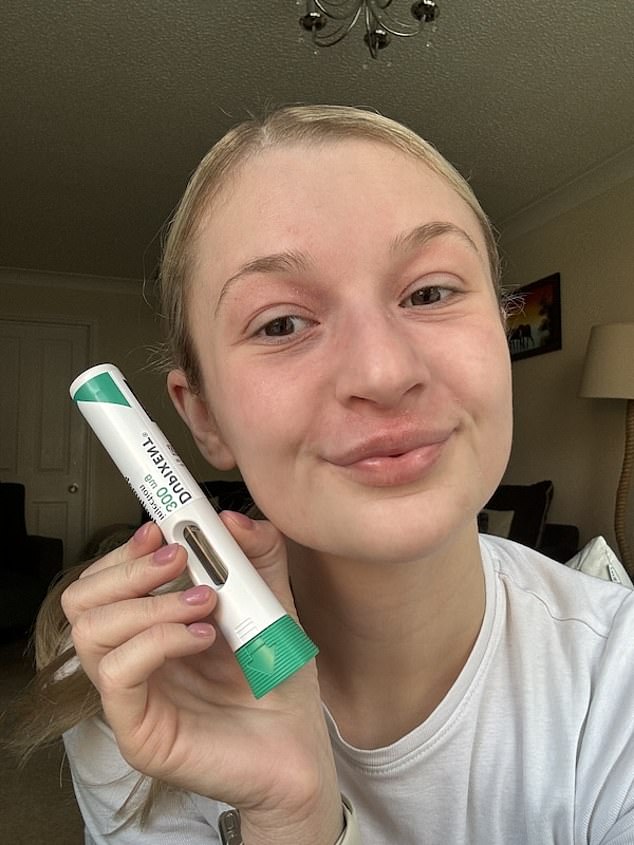 In June last year, Chloe started applying Dupixent. The drug is expensive – £1,264.89 for a two-pack of prefilled syringes: she now injects herself with one every two to three weeks