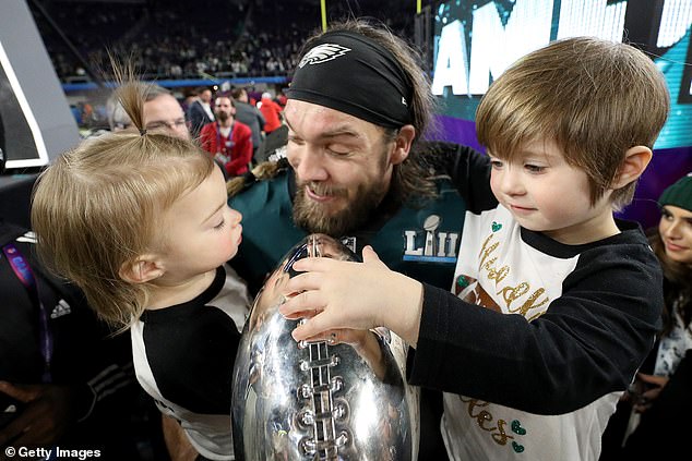 Braman is pictured with his children after Super Bowl LII, which turned out to be his last game