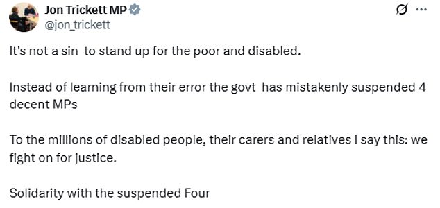 Some Labour MPs have voiced solidarity with their suspended colleagues