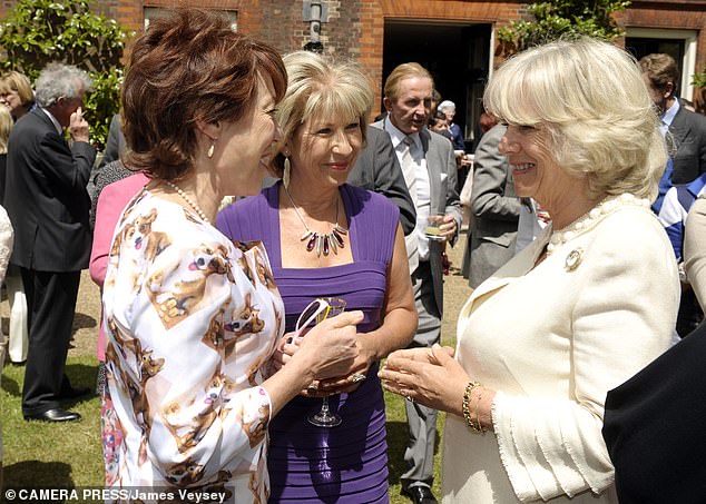 Camilla with author Kathy Lette and journalist Jennie Bond at a reception to celebrate the 25th anniversary of the National Osteoporosis Society at Clarence House