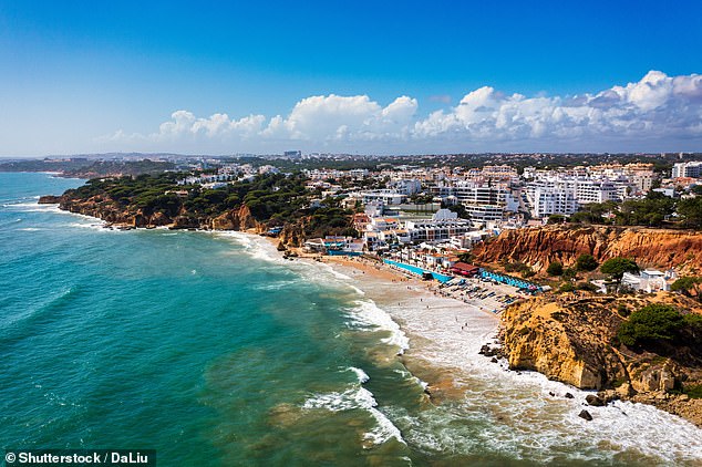 Police are said to be working on the theory the pair, aged 27 and 29, got into difficulties because they had been drinking and didn’t know how to swim. (Pictured: Olhos de Agua in Albufeira, Algarve, Portugal)