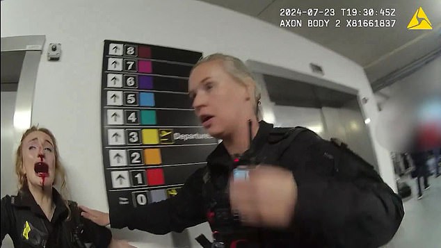 Police bodyworn camera footage shown to the court shows PC Ward being comforted by PC Ellie Cook
