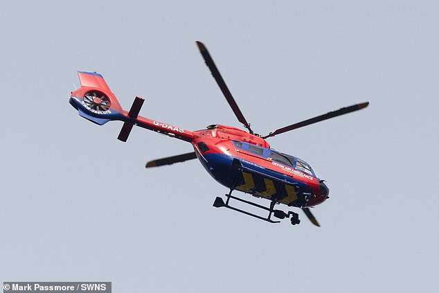 Emergency services, including five helicopters, rushed to the scene on the A396 in Somerset to free passengers who had become trapped inside the bus