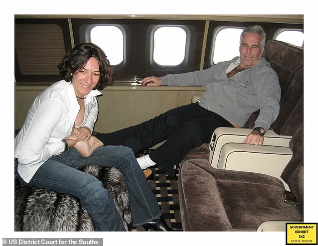 This undated trial evidence image obtained December 8, 2021, from the US District Court for the Southern District of New York shows British socialite Ghislaine Maxwell and US financier Jeffrey Epstein.