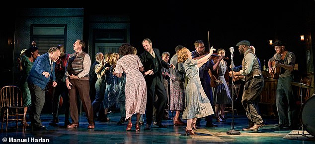 Everybody dance now: The cast of Girl From The North Country forget their troubles and lose themselves in one of the 23 Dylan songs featured in the show at the Old Vic