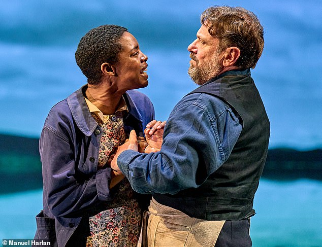 Girl from the North Country: Pregnant Marianne (Justina Kehinde) and her father (Colin Connor) battle over his efforts to try to marry her off to a 70-year-old widower