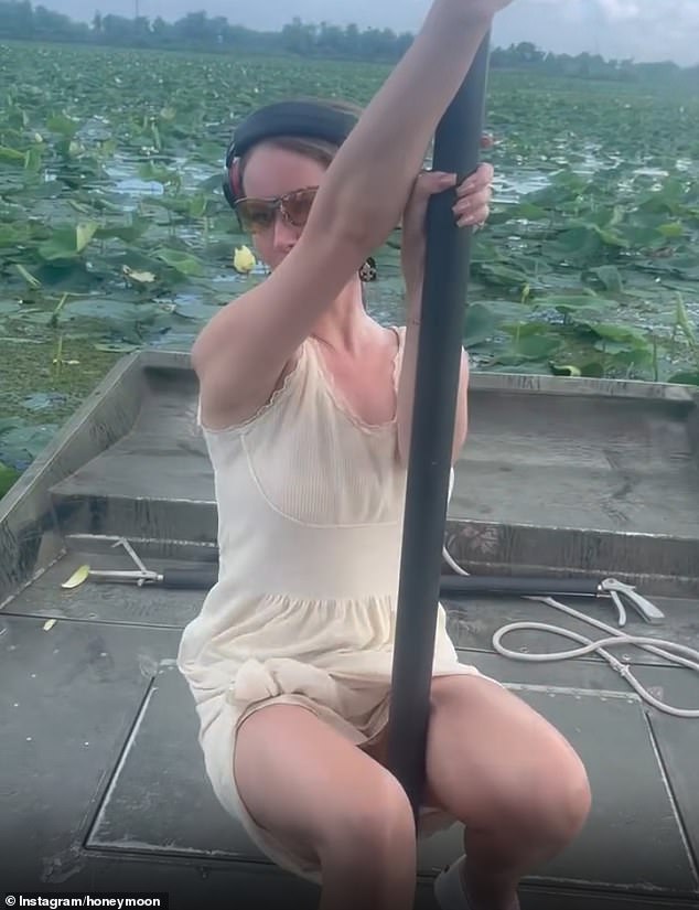 In one clip the songstress showcased her dance moves on a boat pole in the middle of the bayou, earning her the nickname 'bayou babe' from fans