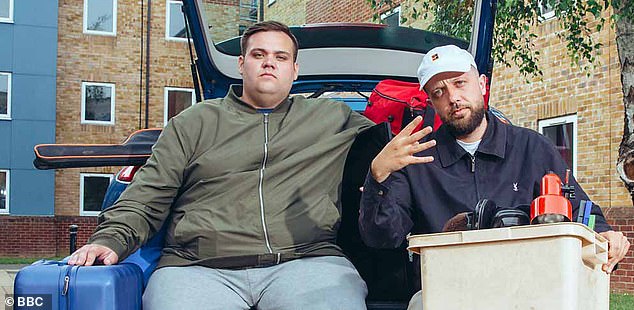 George and Sienna's love story began with Sienna spotting the actor on television in his role as Craig in the Bafta award-winning British sitcom People Just Do Nothing (pictured, left)
