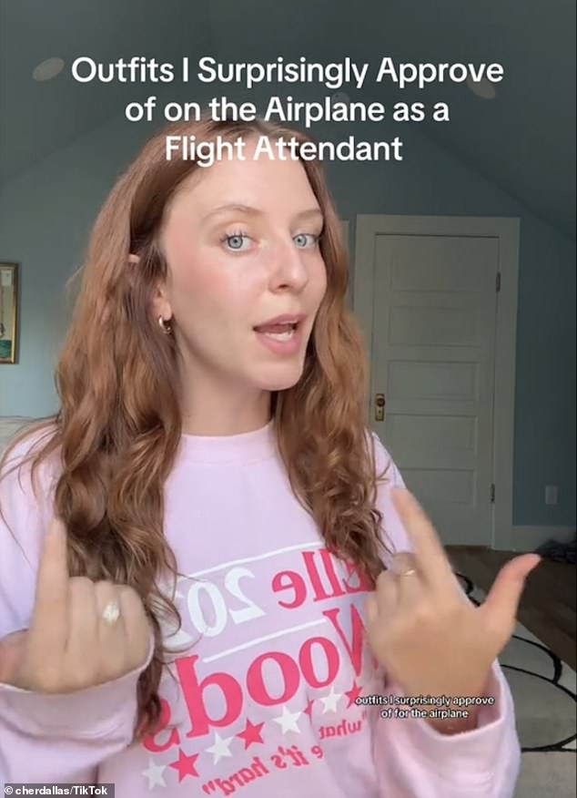 As well as revealing what not to wear on a flight, the flight attendant and content creator shared the outfits she approves of
