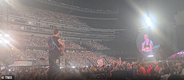 Chris Martin was performing with Coldplay in Boston on Tuesday