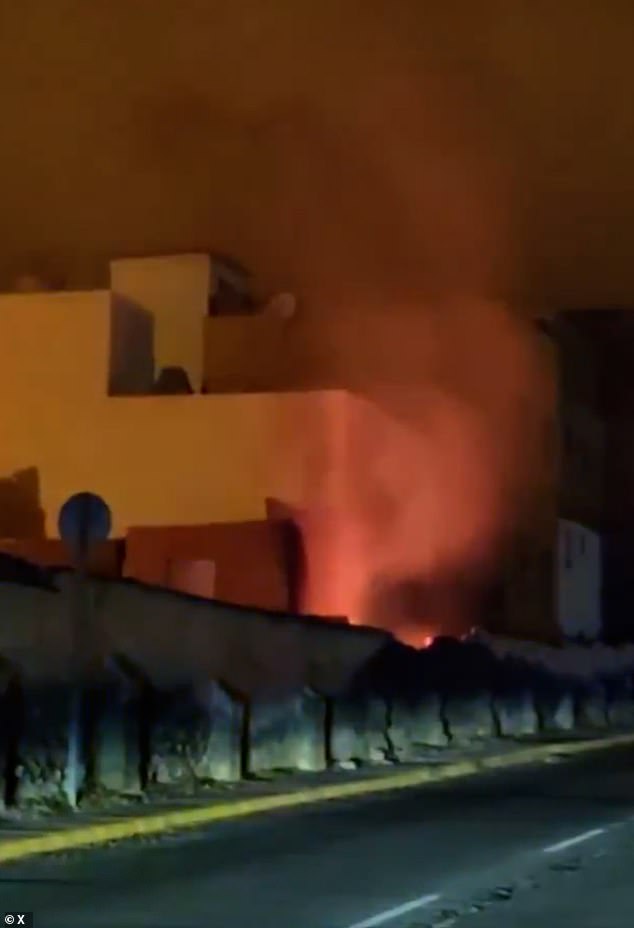 Harrowing footage shows the moment a blaze engulfed a house when a fire broke out after the victim was set alight