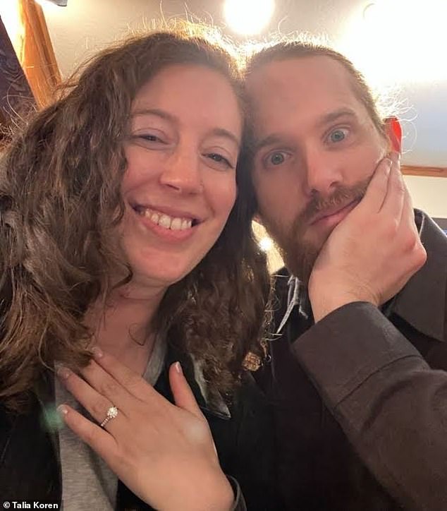 Pictured: Koren and John on the day of their engagement in January 2024