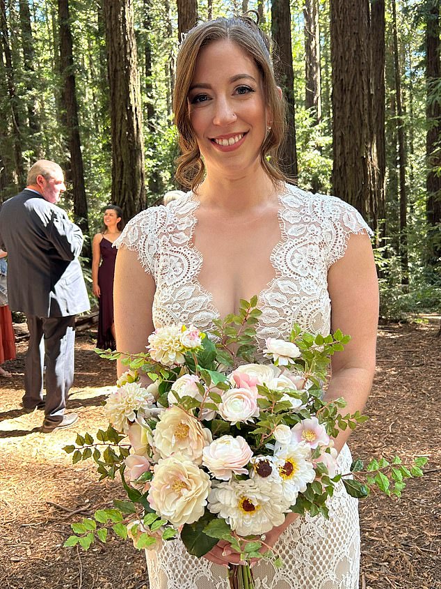 Pictured: Koren on her wedding day. She said that she and John only got the prenup finalized around two weeks before the ceremony because it took so long to draw up