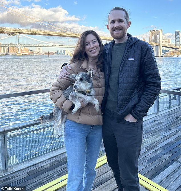 Pictured: Koren and John with their dog, Coconut. In the unfortunate event of a divorce, Koren will get custody of the pooch